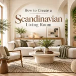 Bright Scandinavian living room with cream sectional sofa, natural wood furniture, layered textiles, greenery and warm neutral decor