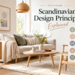 Scandinavian living room showcasing natural materials, functional furniture, minimal design, and cozy comfort